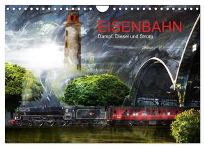 EISENBAHN – Dampf, Diesel und Strom (Wandkalender 2024 DIN A4 quer), CALVENDO Monatskalender von Fischer,  Harald