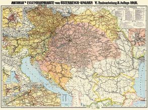 Eisenbahnkarte Österreich-Ungarn und Balkanstaaten 1918 von GVE-Verlag, Heller,  M.