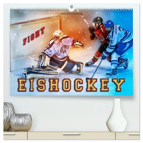 Eishockey – Fight (hochwertiger Premium Wandkalender 2024 DIN A2 quer), Kunstdruck in Hochglanz von Roder,  Peter