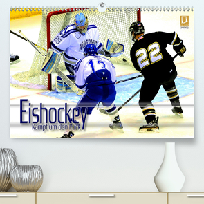 Eishockey – Kampf um den Puck (Premium, hochwertiger DIN A2 Wandkalender 2021, Kunstdruck in Hochglanz) von Bleicher,  Renate