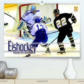 Eishockey – Kampf um den Puck (Premium, hochwertiger DIN A2 Wandkalender 2023, Kunstdruck in Hochglanz) von Bleicher,  Renate