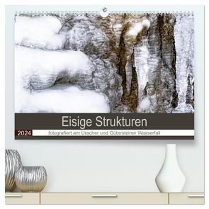 Eisige Strukturen fotografiert am Uracher und Gütersteiner Wasserfall (hochwertiger Premium Wandkalender 2024 DIN A2 quer), Kunstdruck in Hochglanz von Scheurer,  Monika