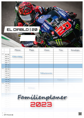 EL DIABLO | 20 – Fabio Quartararo – 2023 – Kalender | MotoGP DIN A3 – (Familienplaner) von Wobser,  Steve