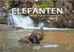 Elefanten – Baden, Planschen, Rüsseln (Wandkalender 2024 DIN A2 quer), CALVENDO Monatskalender von Weigt,  Mario