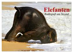 Elefanten. Badespaß am Strand (Wandkalender 2024 DIN A2 quer), CALVENDO Monatskalender von Stanzer,  Elisabeth