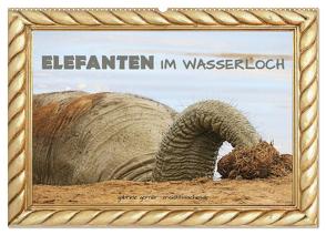 Elefanten im Wasserloch (Wandkalender 2024 DIN A2 quer), CALVENDO Monatskalender von Gerner,  Gabriele