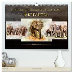 Elefanten – künstlerische Impressionen der größten noch lebenden Landtiere (hochwertiger Premium Wandkalender 2024 DIN A2 quer), Kunstdruck in Hochglanz von Roder,  Peter