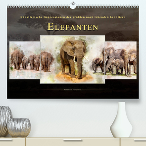 Elefanten – künstlerische Impressionen der größten noch lebenden Landtiere (Premium, hochwertiger DIN A2 Wandkalender 2023, Kunstdruck in Hochglanz) von Roder,  Peter