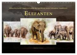 Elefanten – künstlerische Impressionen der größten noch lebenden Landtiere (Wandkalender 2024 DIN A3 quer), CALVENDO Monatskalender von Roder,  Peter