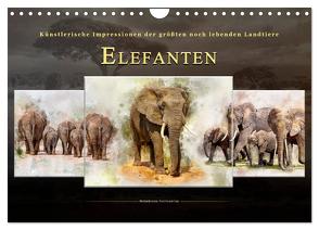 Elefanten – künstlerische Impressionen der größten noch lebenden Landtiere (Wandkalender 2024 DIN A4 quer), CALVENDO Monatskalender von Roder,  Peter