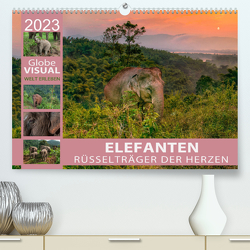 ELEFANTEN – Rüsselträger der Herzen (Premium, hochwertiger DIN A2 Wandkalender 2023, Kunstdruck in Hochglanz) von VISUAL,  Globe