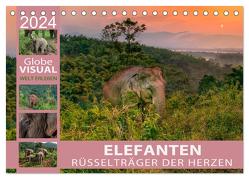 ELEFANTEN – Rüsselträger der Herzen (Tischkalender 2024 DIN A5 quer), CALVENDO Monatskalender von VISUAL,  Globe