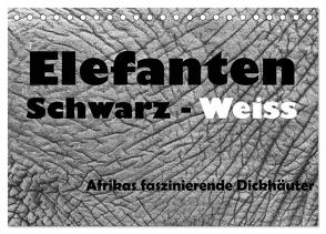 Elefanten Schwarz – Weiss (Tischkalender 2024 DIN A5 quer), CALVENDO Monatskalender von Stern,  Angelika