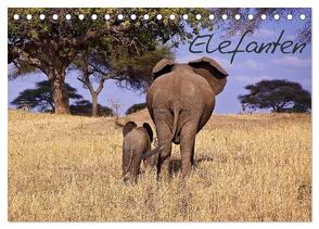 Elefanten (Tischkalender 2024 DIN A5 quer), CALVENDO Monatskalender von Voss,  Michael