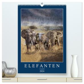 Elefanten – wie gemalt (hochwertiger Premium Wandkalender 2024 DIN A2 hoch), Kunstdruck in Hochglanz von Jachalke,  Doris