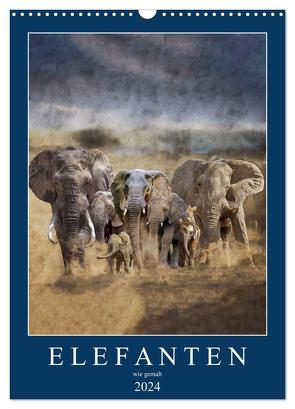 Elefanten – wie gemalt (Wandkalender 2024 DIN A3 hoch), CALVENDO Monatskalender von Jachalke,  Doris