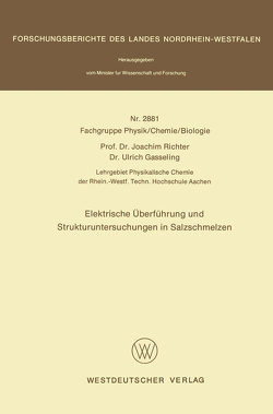 Elektrische Überführung und Strukturuntersuchungen in Salzschmelzen von Richter,  Joachim