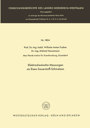 Elektrochemische Messungen an Eisen-Sauerstoff-Schmelzen von Fischer,  Wilhelm Anton
