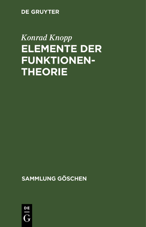 Elemente der Funktionentheorie von Knopp,  Konrad