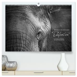 Emotionale Momente: Elefanten in black & white (hochwertiger Premium Wandkalender 2024 DIN A2 quer), Kunstdruck in Hochglanz von Gerlach GDT,  Ingo