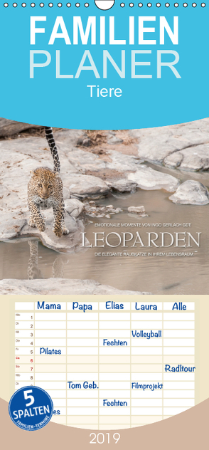 Emotionale Momente: Leoparden – Familienplaner hoch (Wandkalender 2019 , 21 cm x 45 cm, hoch) von Gerlach GDT,  Ingo