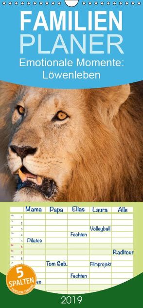 Emotionale Momente: Löwenleben – Familienplaner hoch (Wandkalender 2019 , 21 cm x 45 cm, hoch) von Gerlach GDT,  Ingo