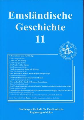 Emsländische Geschichte 11 von Buchholz,  Franz J, Gövert,  Erich, Hanschmidt,  Alwin, Hirschfeld,  Michael, Hoon,  Wilhelm, Lensing,  Helmut, Rülander,  Wilhelm, Rüschen,  Johannes, van der Linde,  Carl