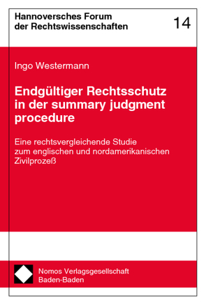 Endgültiger Rechtsschutz in der summary judgment procedure von Westermann,  Ingo