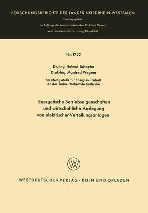 Energetische Betriebseigenschaften und wirtschaftliche Auslegung von elektrischen Verteilungsanlagen von Schaefer,  Helmut