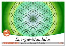 Energie – Mandalas in Grün, Erneuerung durch die Farbe Grün (Wandkalender 2024 DIN A2 quer), CALVENDO Monatskalender von Bässler,  Christine