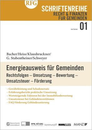 Energieausweis für Gemeinden von Bacher,  Reinhold A, Heiss,  Raimund, Klausbruckner,  Carmen, Schweyer,  Karin, Stabentheiner,  Gerhard