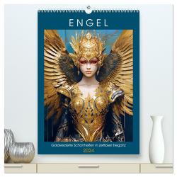 Engel. Goldverzierte Schönheiten in zeitloser Eleganz (hochwertiger Premium Wandkalender 2024 DIN A2 hoch), Kunstdruck in Hochglanz von Hurley,  Rose
