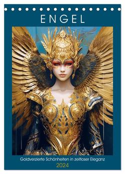 Engel. Goldverzierte Schönheiten in zeitloser Eleganz (Tischkalender 2024 DIN A5 hoch), CALVENDO Monatskalender von Hurley,  Rose