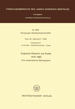 Englische Rhetorik und Poetik 1479 – 1660 von Plett,  Heinrich F