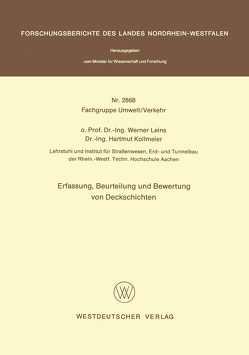 Erfassung, Beurteilung und Bewertung von Deckschichten von Leins,  Werner