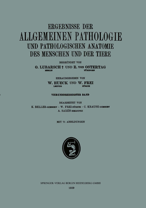 Ergebnisse der Allgemeinen Pathologie und Pathologischen Anatomie des Menschen und der Tiere von Beller,  K., Frei,  W., Krause,  W., Saxén,  A.