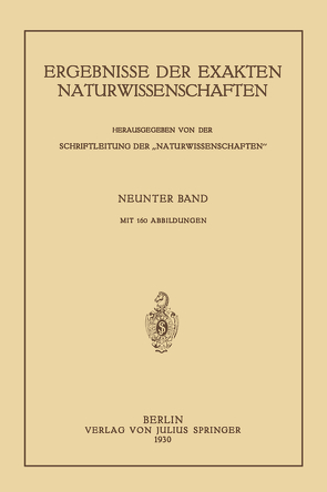 Ergebnisse der Exakten Naturwissenschaften von Schriftleitung der "Naturwissenschaften",  NA