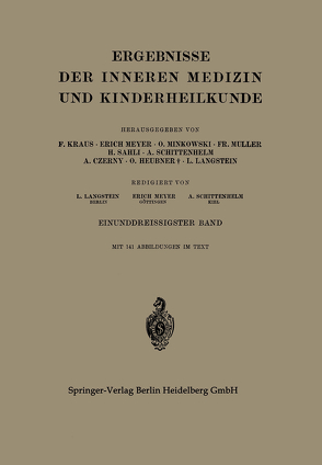 Ergebnisse der Inneren Medizin und Kinderheilkunde von Langstein,  Leo, Meyer,  Erich, Schittenhelm,  A.