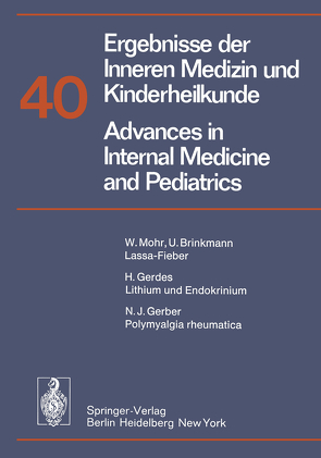 Ergebnisse der Inneren Medizin und Kinderheilkunde / Advances in Internal Medicine and Pediatrics von Frick,  P., Harnack,  G.-A. von, Martini,  G. A., Prader,  A., Schoen,  R., Wolff,  H. P.