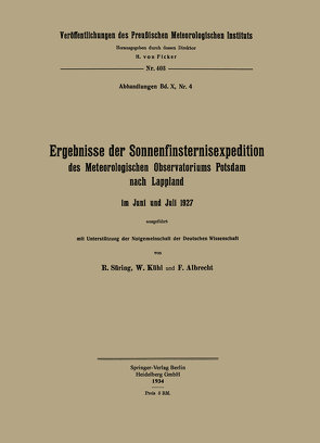 Ergebnisse der Sonnenfinsternisexpedition von Albrecht,  Fritz, Kühl,  Wilhelm, Süring,  Reinhard
