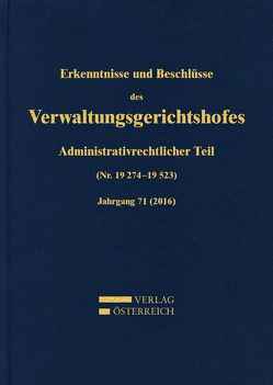 Erkenntnisse und Beschlüsse des Verwaltungsgerichtshofes von Amtlich veröffentlicht