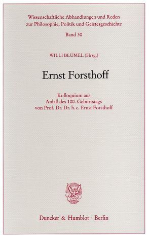 Ernst Forsthoff. von Blümel,  Willi, Doehring,  Karl, Klein,  Hans H.