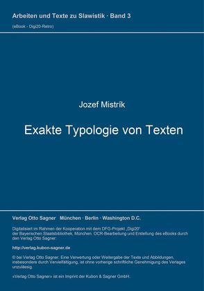 Exakte Typologie von Texten von Mistrík,  Jozef