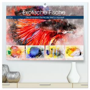 Exotische Fische – Die schönsten Fische der Welt in Aquarell (hochwertiger Premium Wandkalender 2024 DIN A2 quer), Kunstdruck in Hochglanz von Frost,  Anja