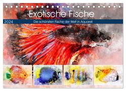 Exotische Fische – Die schönsten Fische der Welt in Aquarell (Tischkalender 2024 DIN A5 quer), CALVENDO Monatskalender von Frost,  Anja