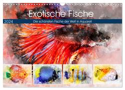 Exotische Fische – Die schönsten Fische der Welt in Aquarell (Wandkalender 2024 DIN A3 quer), CALVENDO Monatskalender von Frost,  Anja