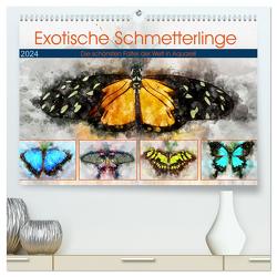 Exotische Schmetterlinge – Die schönsten Falter der Welt in Aquarell (hochwertiger Premium Wandkalender 2024 DIN A2 quer), Kunstdruck in Hochglanz von Frost,  Anja
