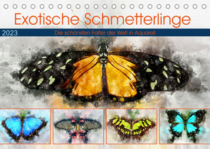 Exotische Schmetterlinge – Die schönsten Falter der Welt in Aquarell (Tischkalender 2023 DIN A5 quer) von Frost,  Anja