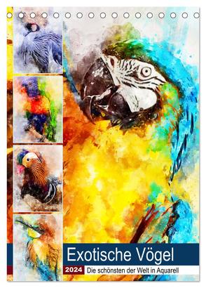 Exotische Vögel – Die Schönsten der Welt in Aquarell (Tischkalender 2024 DIN A5 hoch), CALVENDO Monatskalender von Frost,  Anja