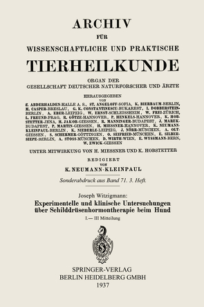 Experimentelle und klinische Untersuchungen über Schilddrüsenhormontherapie beim Hund von Witzigmann,  Joseph